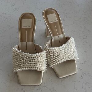 Dolce Vita Pearl Adorned Tan Heels